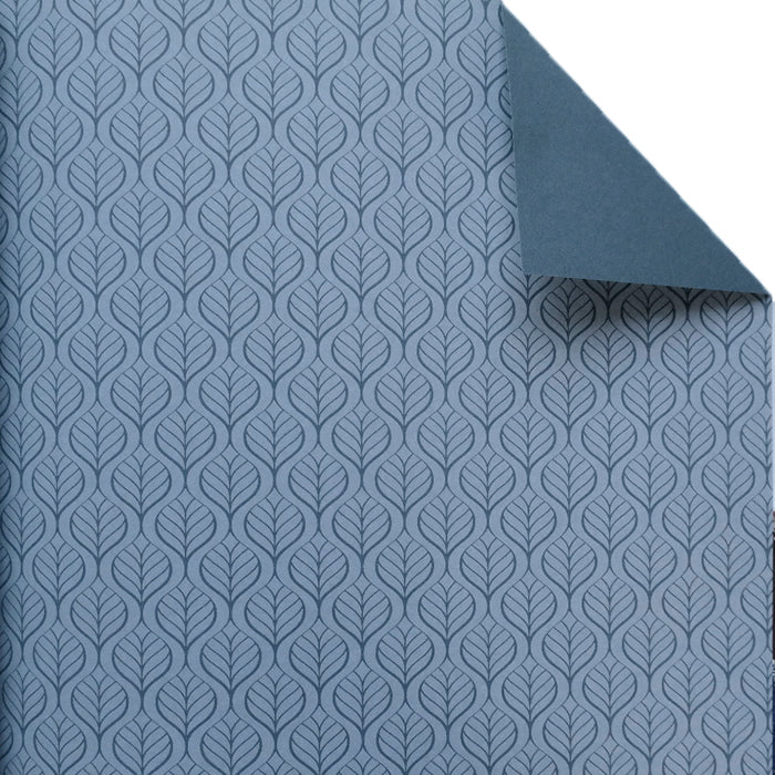 Geschenkpapier Blattmuster hellblau, Rückseite stahlblau · Nr. 60567