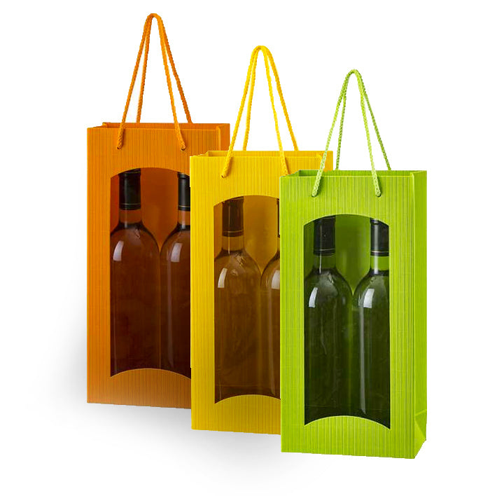 Geschenkträger 2 Flaschen in hellgrün, orange oder gelb, 20 Stück.
