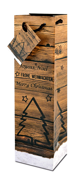 Geschenktragetasche mit Anhänger Holz Weihnachten (10 Stück)