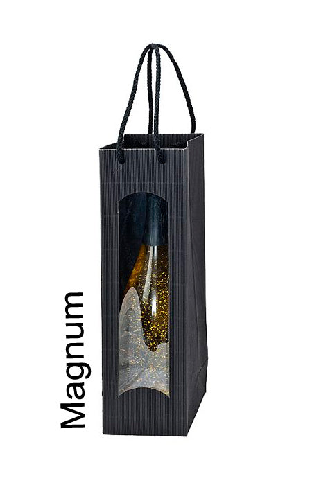 Tragetasche 1er MAGNUM SEKT schwarz offene Welle 10 Stück