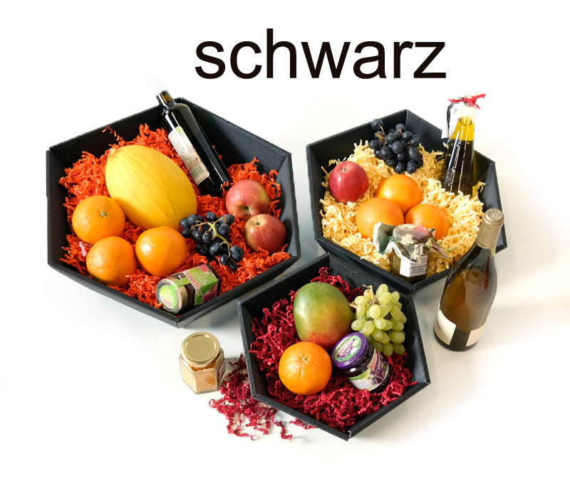 Präsentkorb 6-eckig Modern schwarz 25 Stück