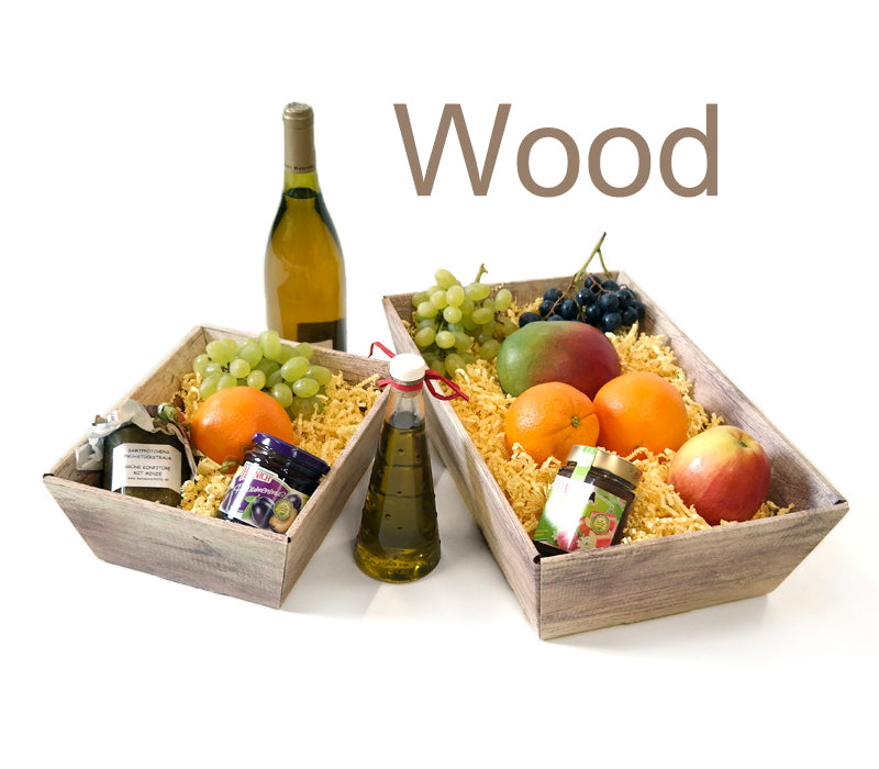 Präsentkorb viereckig Modern Wood 25 Stück