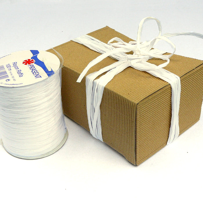 Geschenkband Raffia Rayon weiß