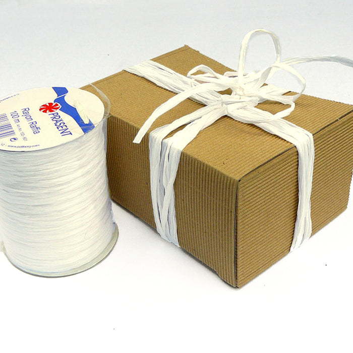 Geschenkband Raffia Rayon weiß