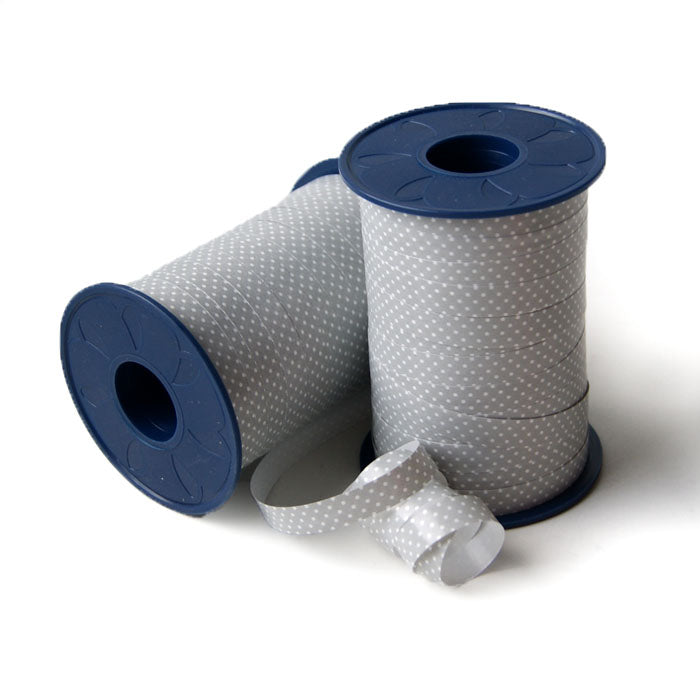 Geschenkpolyband Pünktchen grau