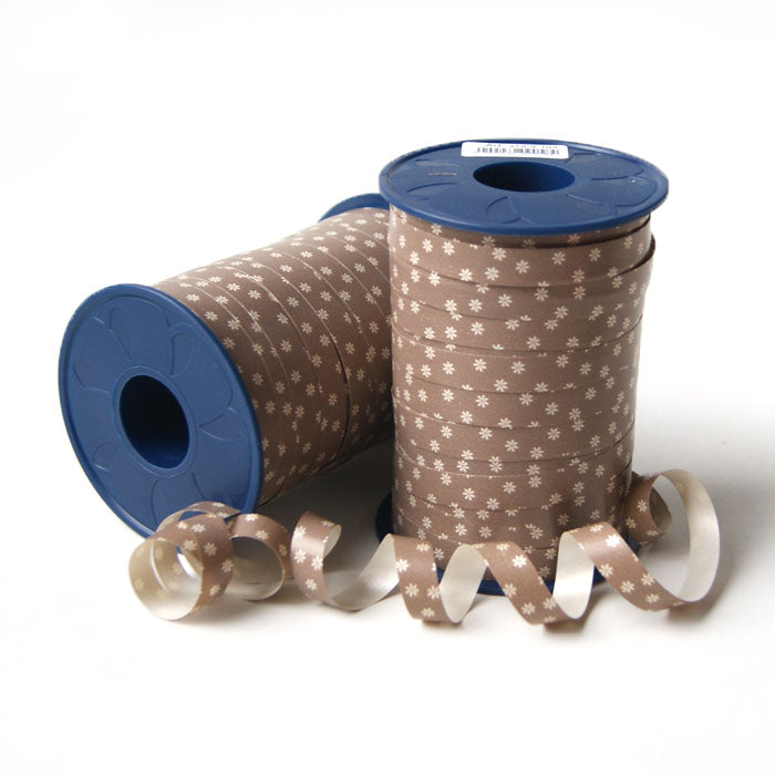Geschenkpolyband Blümchen taupe
