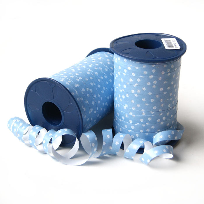 Geschenkpolyband Blümchen hellblau
