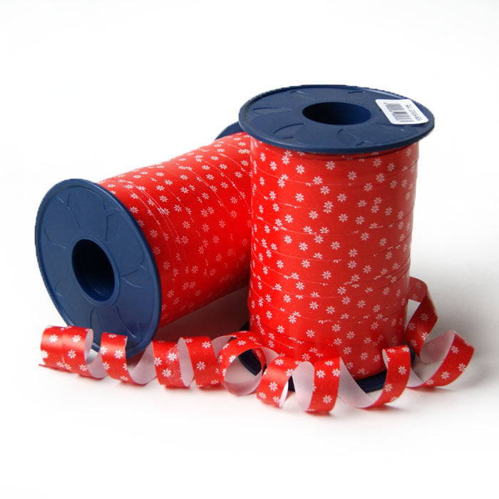 Geschenkpolyband Blümchen rot