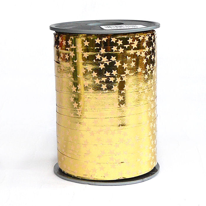 Geschenkpolyband gold glanz mit Sternen