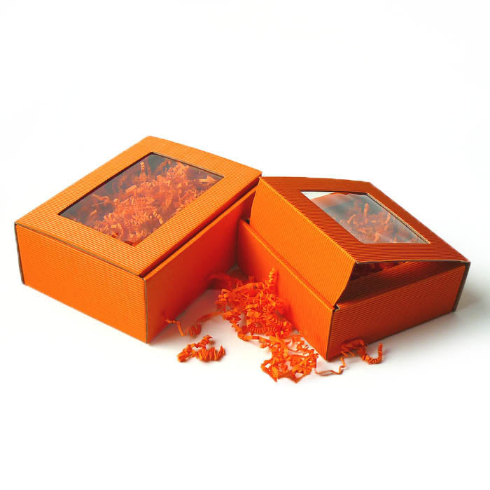 Geschenkkarton Sofia orange mit Sichtfenster