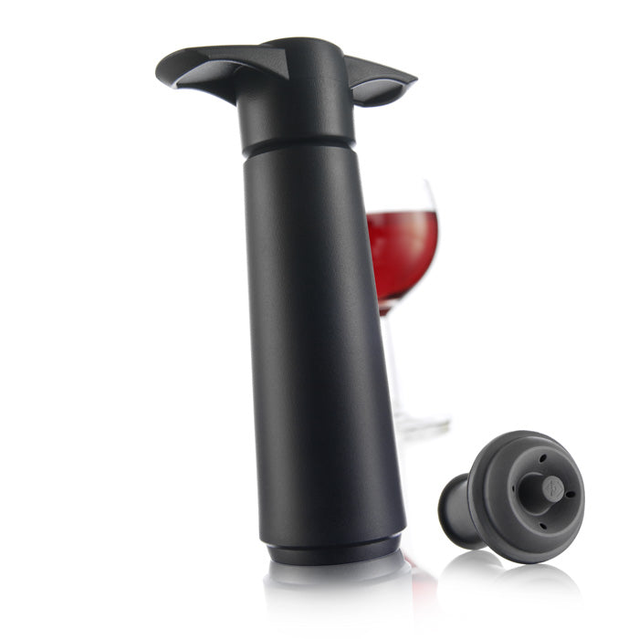 Weinpumpe schwarz mit 2 Stopfen in Geschenkverpackung